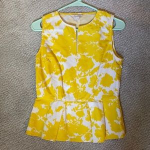 Gap Yellow White Floral Structured Peplum